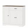 Advwin Sideboard Buffet Cabinet With Adjustable Shelves, Wood Coffee Wine Bar Station White