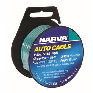 Narva Single Core Cable 15A 4mmx4m Green