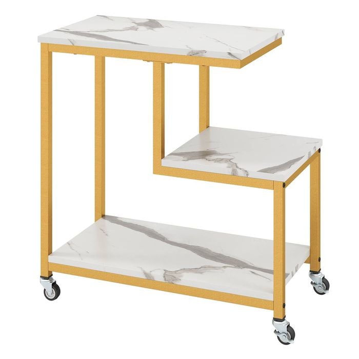 Costway G-shaped Side Table 3-tier Mobile Sofa End Table
