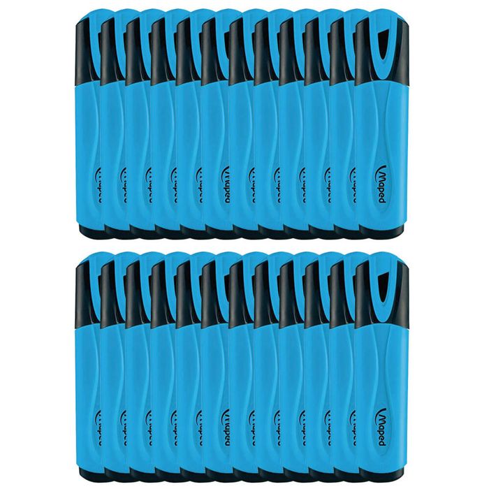 2x 12pc Maped Fluo Neon Highlighter 1-4mm Chisel Nib Inkjet Safe Marker Blue