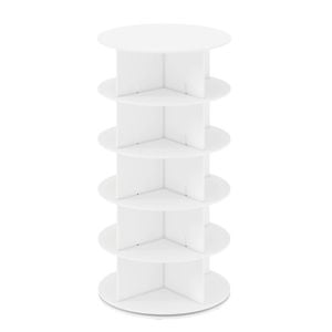 Advwin 5 Tier 360 Rotating Shoe Rack Tower Sneaker Display Stand Book Storage White