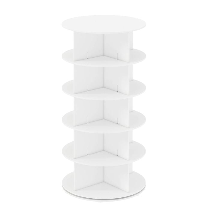 Advwin 5 Tier 360 Rotating Shoe Rack Tower Sneaker Display Stand Book Storage White