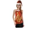 Womens Merry Christmas Tree Sequin Singlet Camisole Cami Costume Xmas Party - Red | One Size | Sequin Singlet