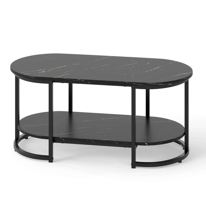 Costway 3-tier Coffee Table Metal Frame Center Table Black