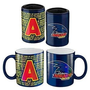 Afl Metallic Coffee Cup And Can Cooler Set - Adelaide Crows - Mug Stubby