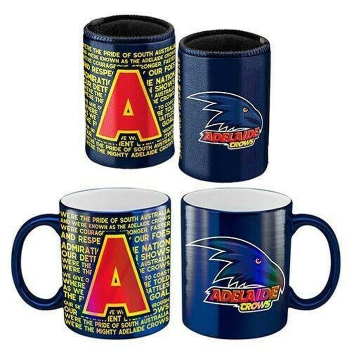 Afl Metallic Coffee Cup And Can Cooler Set - Adelaide Crows - Mug Stubby