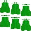 6x Adult Unisex SEQUIN BOW TIE & VEST Dance Costume Party Sparkle Set in Green