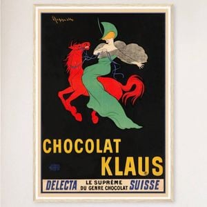 Galrie Stunning Vintage Chocolate Klaus Advertising Poster by Leonetto Cappiello Artwork, Wood Frame, 50 x 70cm (20 x 28inch)