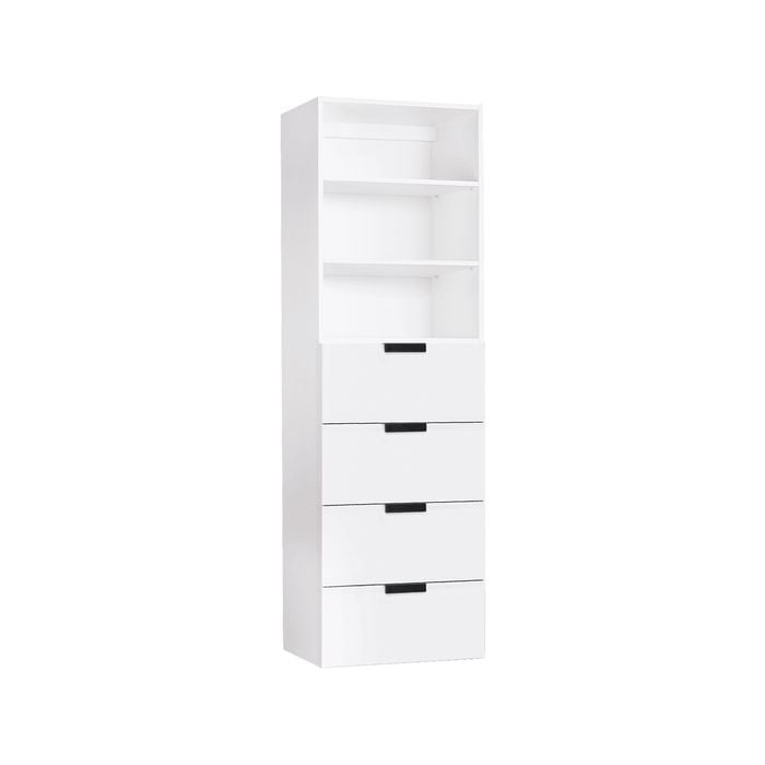Lugna 2048 x 600 x 380mm White 2 Shelf and 4 Drawer Robe Insert