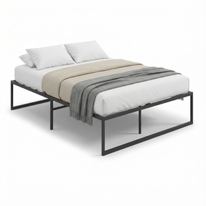 Advwin Bed Frame Queen Size Metal Frame Bed Mattress Base Black