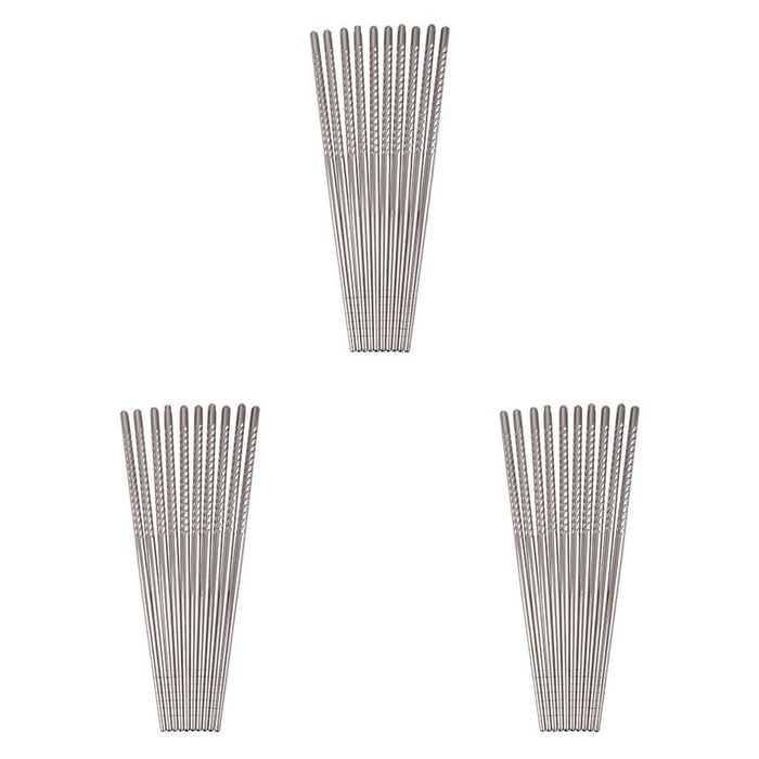 3x 10pc D.Line 22.5cm Reusable Stainless Steel Noodles Chopsticks Cutlery Set
