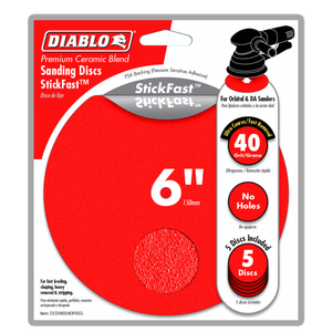 Diablo 150mm 40 Grit StickFast Sanding Disc - 5 Pack