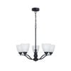 Oriel Lighting Rochester Traditional Glass Pendant Light Black 5lt