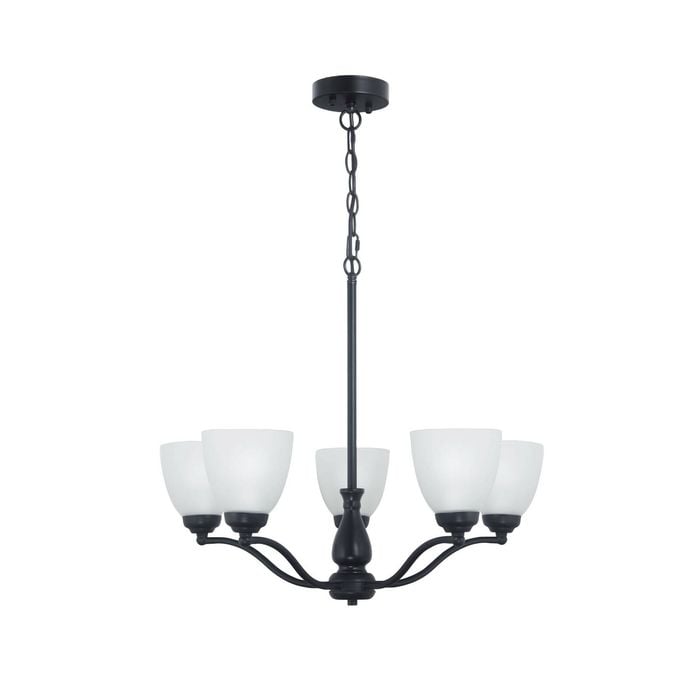 Oriel Lighting Rochester Traditional Glass Pendant Light Black 5lt