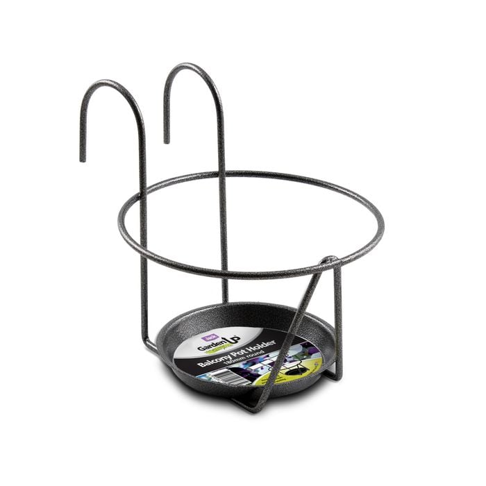 Jack 180mm Black Round Deluxe Balcony Pot Holder