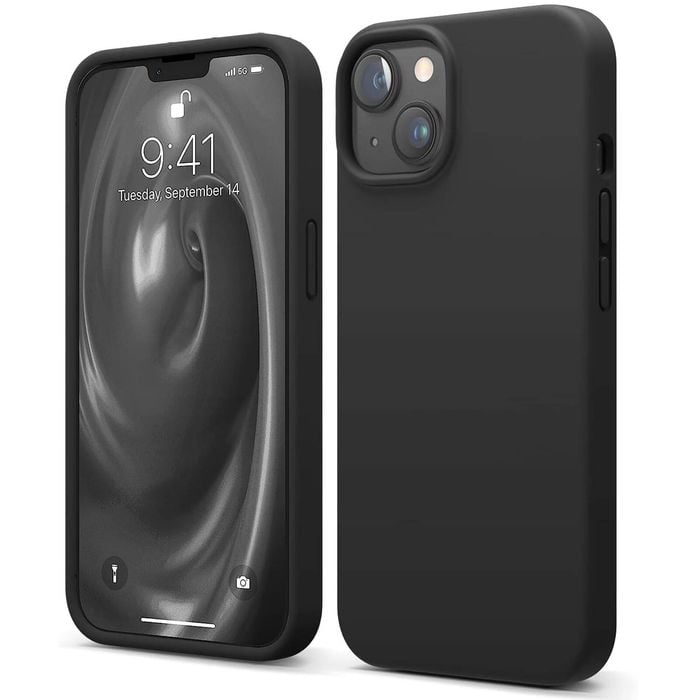 Silicone Phone Case For iPhone 13 Shockproof Microfiber Lining - Black