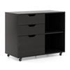 Costway 3 Drawer Mobile Filing Cabinet Rolling File Cabinet Storage Cabinet Home Office Black