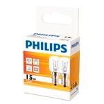 Philips T25 E14 Halogen 140Lm Clear 15W Appliance Globe - 2 Pack