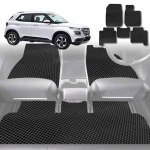 6D Diamond Car Floor Mats for Hyundai Venue 2019-Current-Full Set-Black-Outback GT