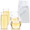 Wine Tumblers & Champagne Flutes Set of 4 - Cool Rowdies - Unbreakable Tritan Plastic Dishwasher Safe