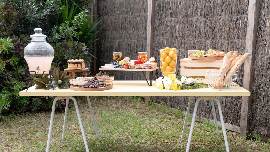 a grazing table with snacks