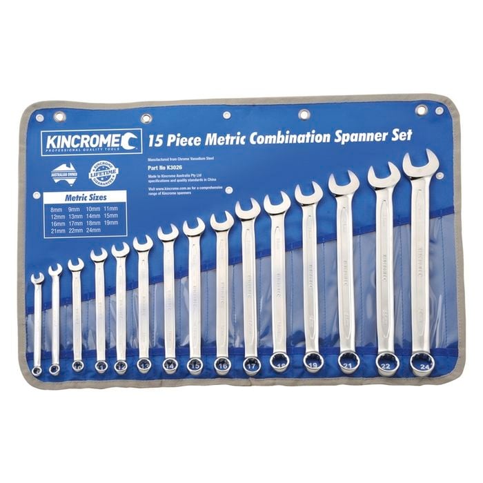 Kincrome 15 Piece Metric Combination Spanner Set
