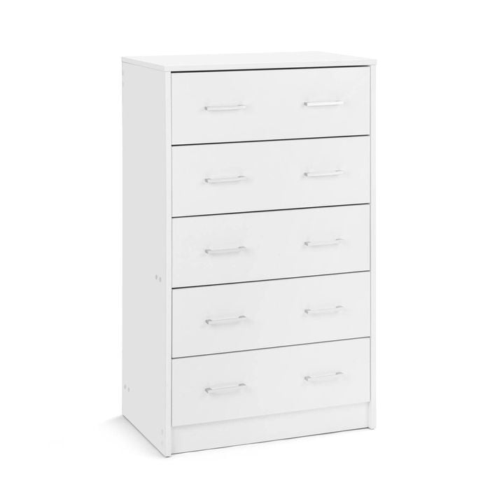 Griffin Chest 5 Drawers Tallboy Storage Dresser Storage Cabinet white