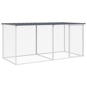 vidaXL Chicken Coop Chicken Cage Hen House with Roof Anthracite Galvanised Steel 203x98x90 cm