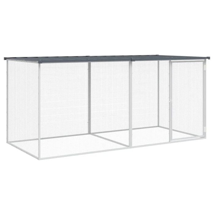 vidaXL Chicken Coop Chicken Cage Hen House with Roof Anthracite Galvanised Steel 203x98x90 cm