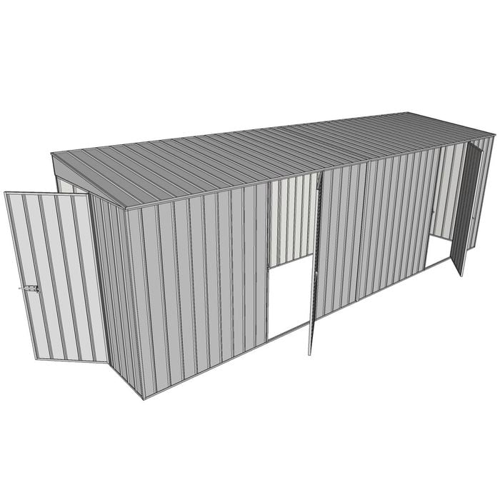 Build-a-Shed 1.5 x 6 x 2m Hinged Door Tunnel Shed With Hinged Side Doors - Zinc