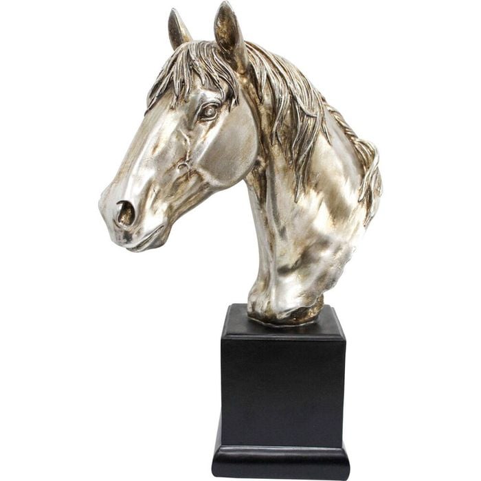 LVD Resin Horse Head Decorative Sculpture Statue 18x34.5cm Silver