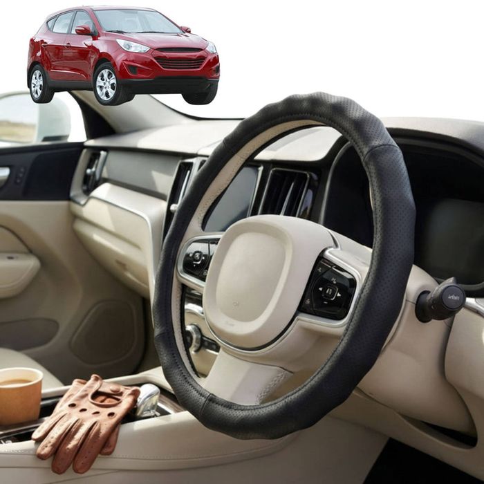 Australian Goose Steering Wheel Cover for Hyundai iX35 2010 - 2015 (LM) Circle Black