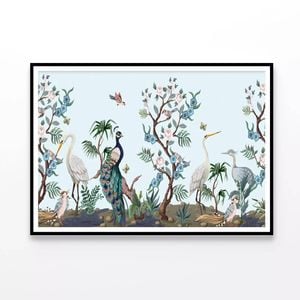 Peacock and Peonies Style  Print 100% Australian Made 90x60cm  (Poster)
