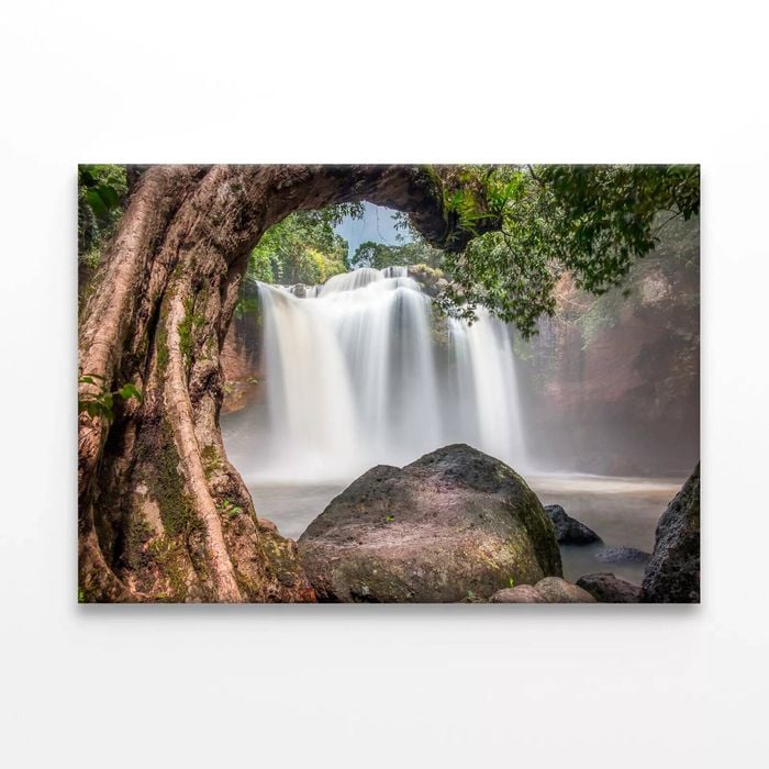 Amazing Water Fall with Rocks  Print 100% Australian Made 75 x 50cm  (Stretched)