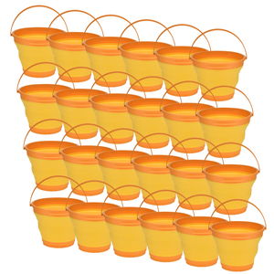 24x 7L Foldable Collapsible Silicone Bucket for Hiking/Camp/Fishing Bulk -Orange - Orange | D28 H25cm | Foldable