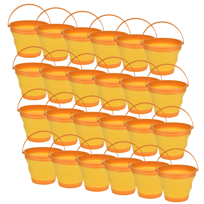 24x 7L Foldable Collapsible Silicone Bucket for Hiking/Camp/Fishing Bulk -Orange - Orange | D28 H25cm | Foldable