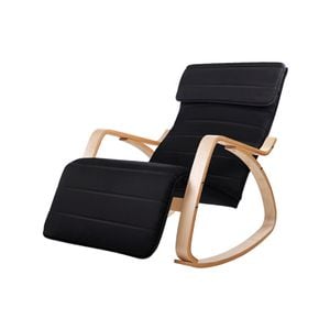 Artiss Rocking Armchair Footrest Nursing Black Afton