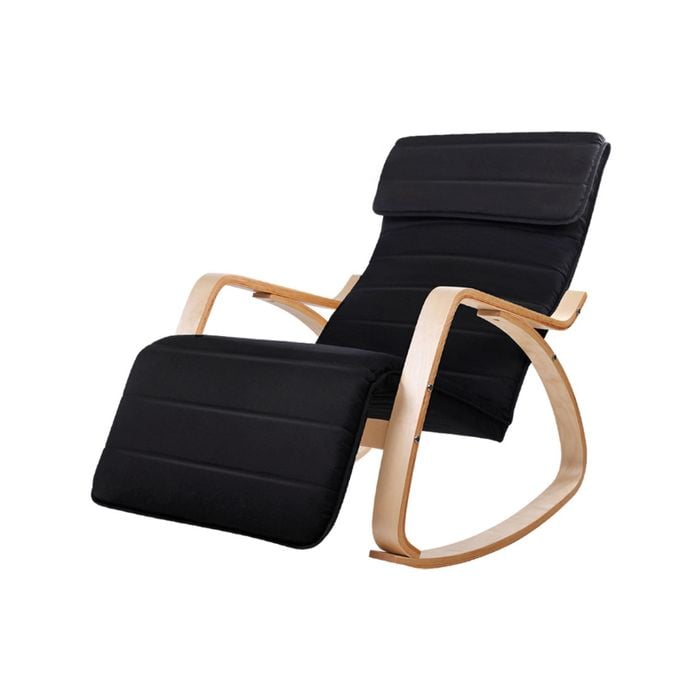 Artiss Rocking Armchair Footrest Nursing Black Afton