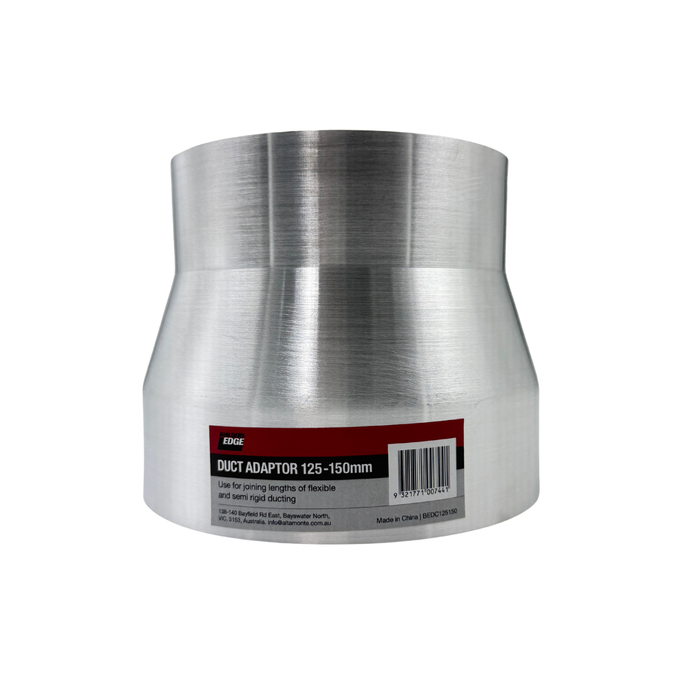 Builders Edge 125–150mm Aluminium Duct Adaptor