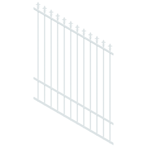 ProtectorAl 0350-1200W x 1500H Pearl White Spear Top Pool Fence Panel Raked 16-30º