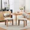 HOMFURN Upholstered 3 Legs Dining Chairs Set of 2, Wood Farmhouse Kitchen Chairs, Mid-Century Modern Armless Accent Chairs,Beige