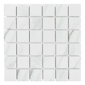 Decor8 Tiles 30 x 30cm White Como Square Carrara Porcelain Mosaic Tile
