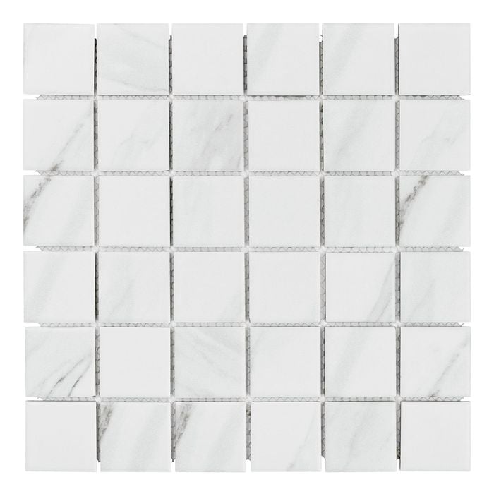 Decor8 Tiles 30 x 30cm White Como Square Carrara Porcelain Mosaic Tile