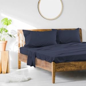 Ardor Queen Bed Fitted Sheet Set 1000tc Cotton Rich Midnight Navy