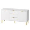 Levede Textured Sideboards Buffet with 3 Drawers 2 Doors White