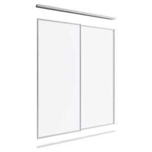Lugna 2100 x 1201-1800mm Clear Anodised Optiglass Panels Wardrobe Double Sliding Doors