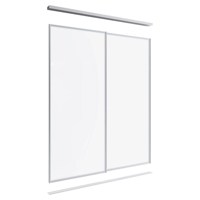 Lugna 2100 x 1201-1800mm Clear Anodised Optiglass Panels Wardrobe Double Sliding Doors