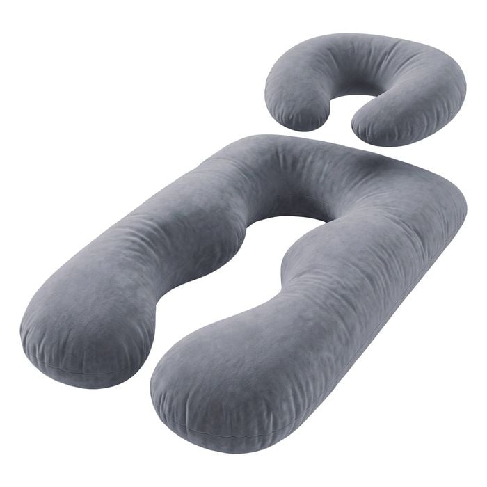 Ufurniture 149cm Pregnancy Pillow with Washable Cover U-Shaped Full Body Support Maternity Pillow for Sleeping Reading Gray