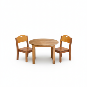 Acacia Round Table 75cm & 2 Stacking Chairs
