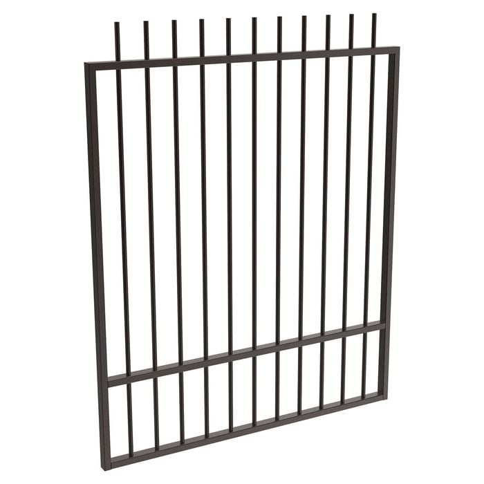 ProtectorAl 800 - 1200 x 1500mm Black Aluminium Picket Top Pool Gate With Mid Rail